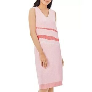 Misook Sleeveless Sheath Knit Summer Dress AOP Landscape Pattern Women's Medium